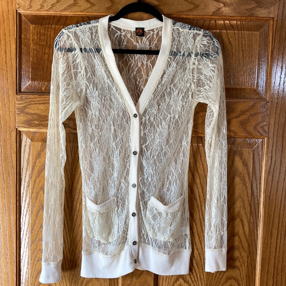 Cream colored Lace cardigan